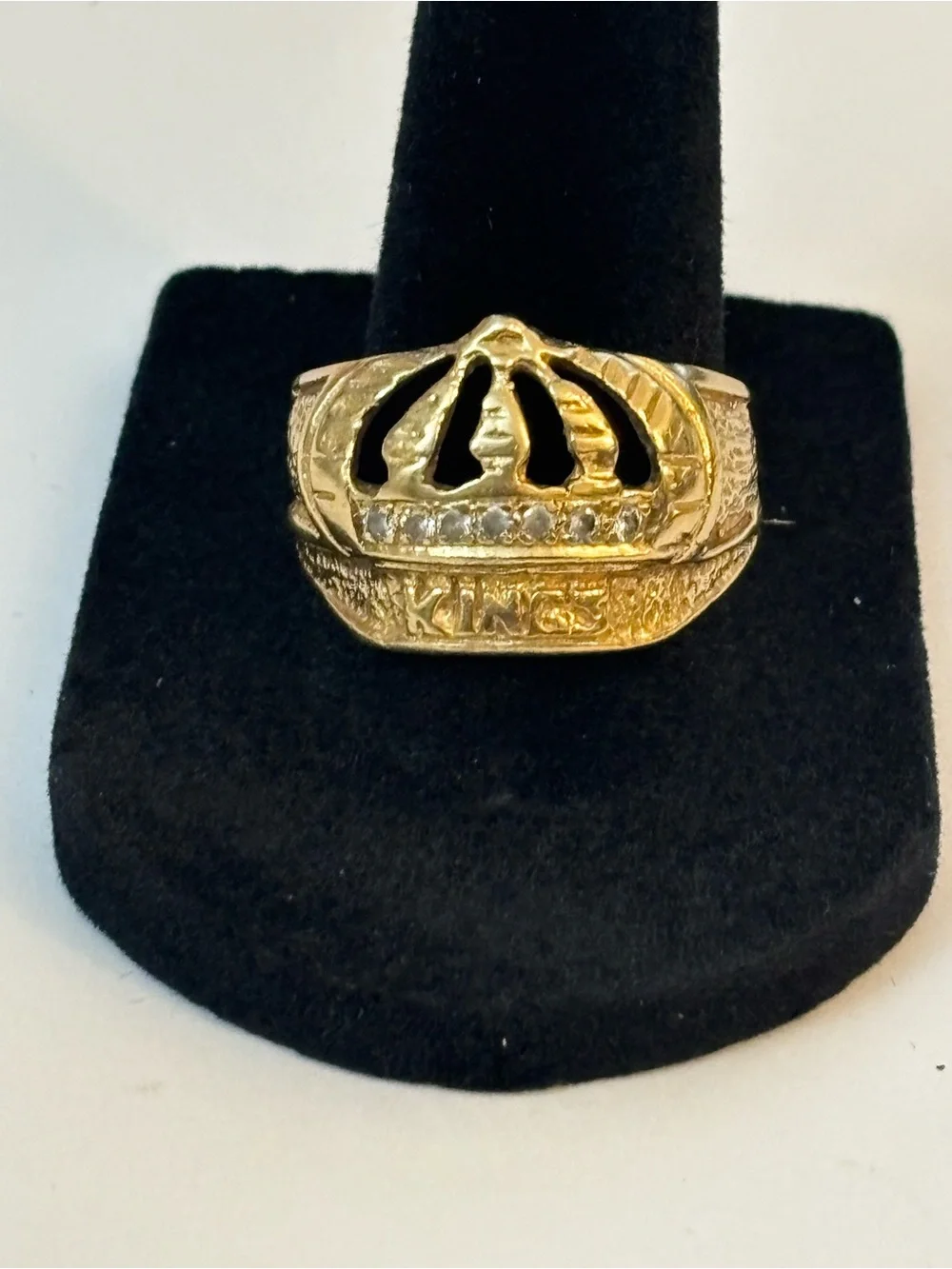 Men's 14k Yellow Solid Gold Kings Crown Diamond Ring